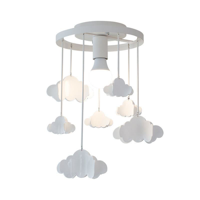 White Floating Cloud Ceiling Mount Light One Light Creative Metallic Ceiling Lamp for Baby Room Clearhalo 'Ceiling Lights' 'Close To Ceiling Lights' 'Close to ceiling' 'Flush mount' 'Industrial Flush Mount' Lighting' 196552