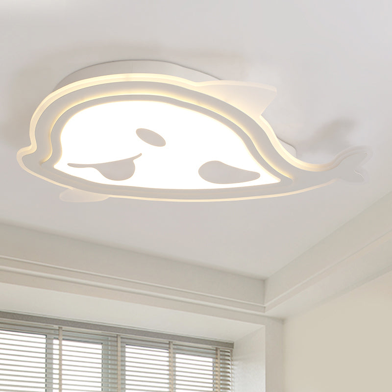 White Naughty Dolphin Ceiling Light Animal Acrylic LED Flush Mount Light for Girls Bedroom White Clearhalo 'Ceiling Lights' 'Close To Ceiling Lights' 'Close to ceiling' 'Flush mount' Lighting' 196595