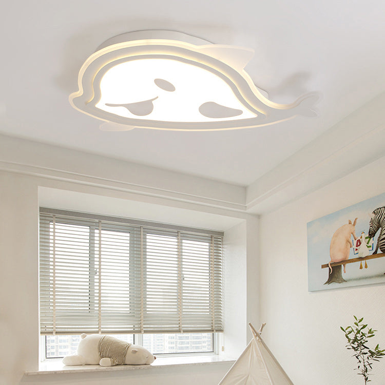 White Naughty Dolphin Ceiling Light Animal Acrylic LED Flush Mount Light for Girls Bedroom Clearhalo 'Ceiling Lights' 'Close To Ceiling Lights' 'Close to ceiling' 'Flush mount' Lighting' 196597