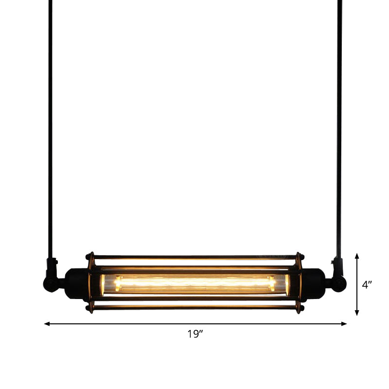 Tube Kitchen Bar Suspension Pendant Industrial Iron 1-Light Black Hanging Light Fixture Clearhalo 'Art Deco Pendants' 'Black' 'Cast Iron' 'Ceiling Lights' 'Ceramic' 'Crystal' 'Industrial Pendants' 'Industrial' 'Metal' 'Middle Century Pendants' 'Pendant Lights' 'Pendants' 'Rustic Pendants' 'Tiffany' Lighting' 1968297