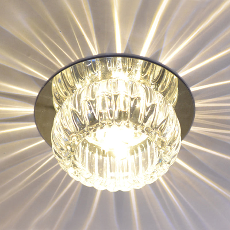 Donut Mini Corridor Ceiling Light Clear Crystal Modern LED Semi Flush Mounted Lamp in Warm/White/Multi Color Light Clearhalo 'Ceiling Lights' 'Close To Ceiling Lights' 'Close to ceiling' 'Semi-flushmount' Lighting' 1968819