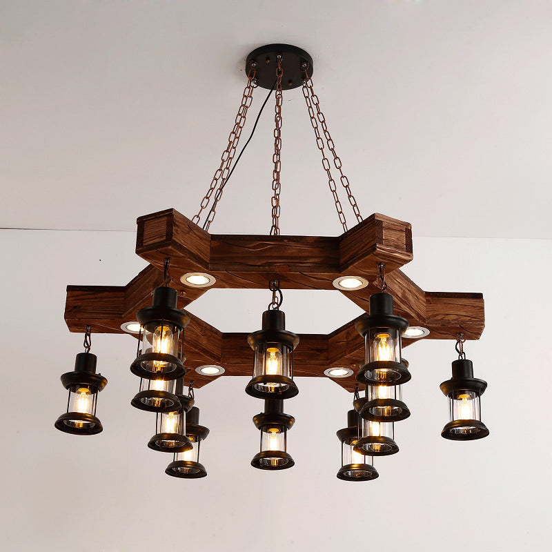 Wood Black Chandelier Lamp Tree/Rudder 15 Heads Industrial Suspension Lighting Fixture Black Rudder Clearhalo 'Carpenter Chandeliers' 'Ceiling Lights' 'Chandeliers' 'Industrial Chandeliers' 'Industrial' 'Middle Century Chandeliers' 'Modern' 'Tiffany' Lighting' 1968864