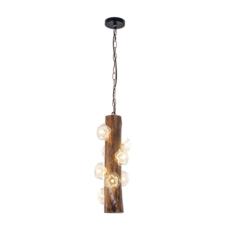 8 Heads Wood Hanging Chandelier Industrial Beige Flared Restaurant Suspension Lamp Clearhalo 'Carpenter Chandeliers' 'Ceiling Lights' 'Chandeliers' 'Industrial Chandeliers' 'Industrial' 'Middle Century Chandeliers' 'Modern' 'Tiffany' Lighting' 1968890