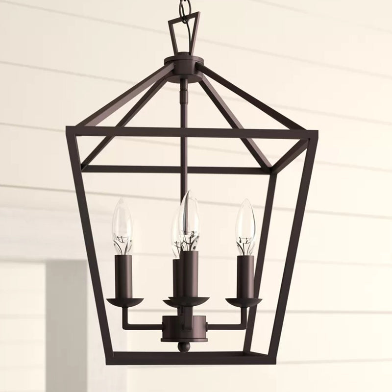 Black Trapezoid Pendant Lighting Fixture Vintage Iron 4 Bulbs Kitchen Ceiling Chandelier Clearhalo 'Cast Iron' 'Ceiling Lights' 'Chandeliers' 'Industrial Chandeliers' 'Industrial' 'Metal' 'Middle Century Chandeliers' 'Rustic Chandeliers' 'Tiffany' Lighting' 1968976