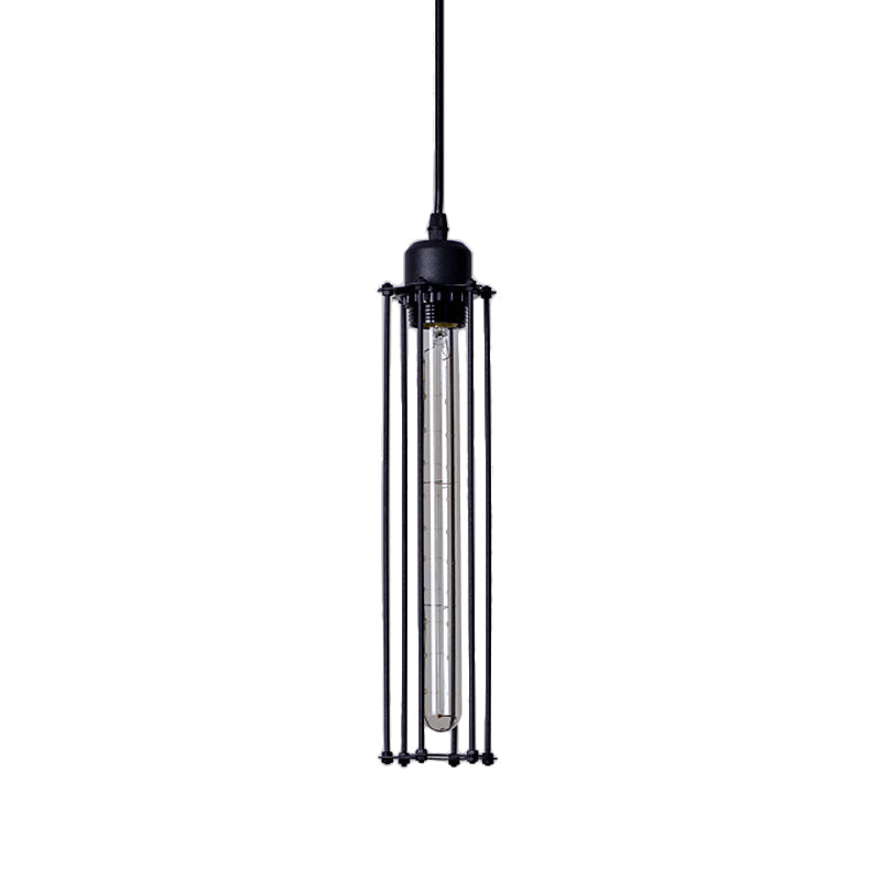 Iron Tube Down Lighting Pendant Industrial 1-Light Restaurant Hanging Ceiling Light in Black Clearhalo 'Art Deco Pendants' 'Black' 'Cast Iron' 'Ceiling Lights' 'Ceramic' 'Crystal' 'Industrial Pendants' 'Industrial' 'Metal' 'Middle Century Pendants' 'Pendant Lights' 'Pendants' 'Rustic Pendants' 'Tiffany' Lighting' 1969122