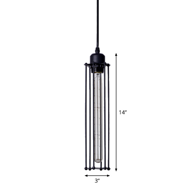 Iron Tube Down Lighting Pendant Industrial 1-Light Restaurant Hanging Ceiling Light in Black Clearhalo 'Art Deco Pendants' 'Black' 'Cast Iron' 'Ceiling Lights' 'Ceramic' 'Crystal' 'Industrial Pendants' 'Industrial' 'Metal' 'Middle Century Pendants' 'Pendant Lights' 'Pendants' 'Rustic Pendants' 'Tiffany' Lighting' 1969124