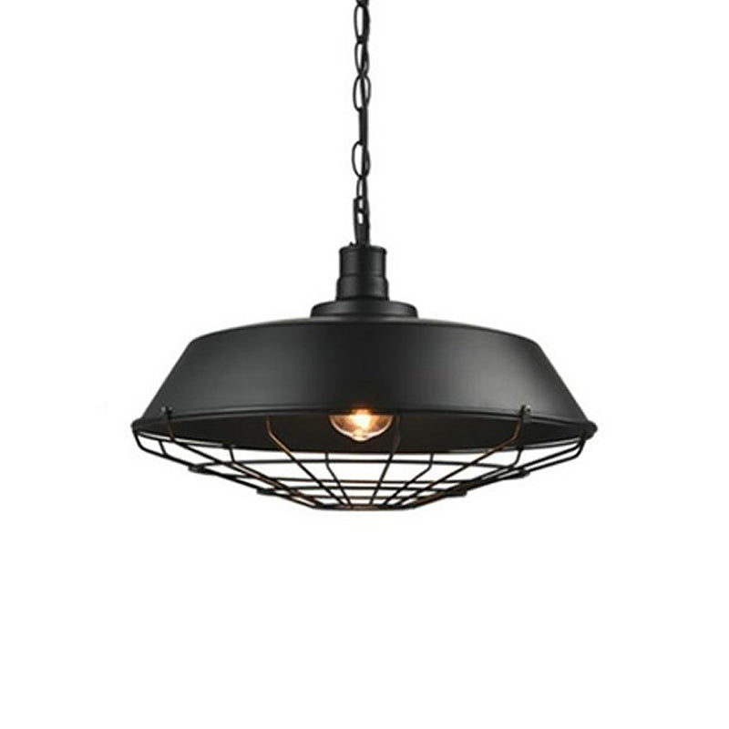 1-Light Bowl/Cage/Barn Pendant Lamp Industrial-Style Black Iron Suspension Lighting for Restaurant Black B Clearhalo 'Art Deco Pendants' 'Black' 'Cast Iron' 'Ceiling Lights' 'Ceramic' 'Crystal' 'Industrial Pendants' 'Industrial' 'Metal' 'Middle Century Pendants' 'Pendant Lights' 'Pendants' 'Rustic Pendants' 'Tiffany' Lighting' 1969161