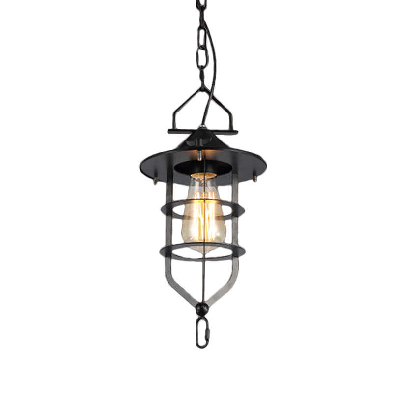 1-Light Bowl/Cage/Barn Pendant Lamp Industrial-Style Black Iron Suspension Lighting for Restaurant Black H Clearhalo 'Art Deco Pendants' 'Black' 'Cast Iron' 'Ceiling Lights' 'Ceramic' 'Crystal' 'Industrial Pendants' 'Industrial' 'Metal' 'Middle Century Pendants' 'Pendant Lights' 'Pendants' 'Rustic Pendants' 'Tiffany' Lighting' 1969173