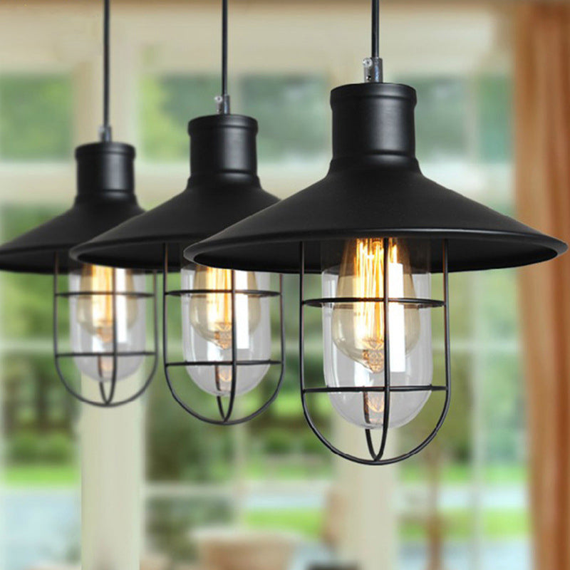 Saucer Dining Room Pendulum Light Rustic Iron 1 Bulb 10.5