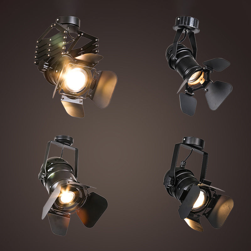 Torch Flush Mount������Spotlight������Modern������Metallic 1-Bulb Black Semi Flush Mounted Light with Extendable/Adjustable Arm Clearhalo 'Ceiling Lights' 'Close To Ceiling Lights' 'Close to ceiling' 'Semi-flushmount' Lighting' 1969586