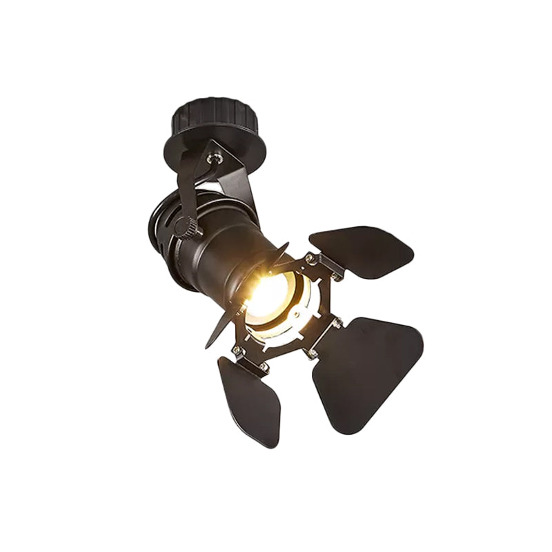 Torch Flush Mount������Spotlight������Modern������Metallic 1-Bulb Black Semi Flush Mounted Light with Extendable/Adjustable Arm Clearhalo 'Ceiling Lights' 'Close To Ceiling Lights' 'Close to ceiling' 'Semi-flushmount' Lighting' 1969588