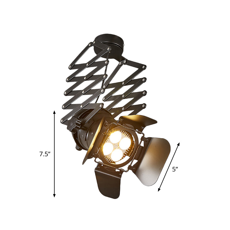 Torch Flush Mount������Spotlight������Modern������Metallic 1-Bulb Black Semi Flush Mounted Light with Extendable/Adjustable Arm Clearhalo 'Ceiling Lights' 'Close To Ceiling Lights' 'Close to ceiling' 'Semi-flushmount' Lighting' 1969594