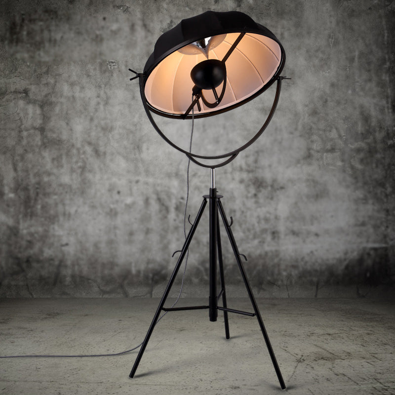 Hat Shaped Tripod Floor Lamp Art Deco Cast Iron 1-Head Living Room Standing Floor Light in Black/Grey Clearhalo 'Floor Lamps' 'Lamps' Lighting' 1969597