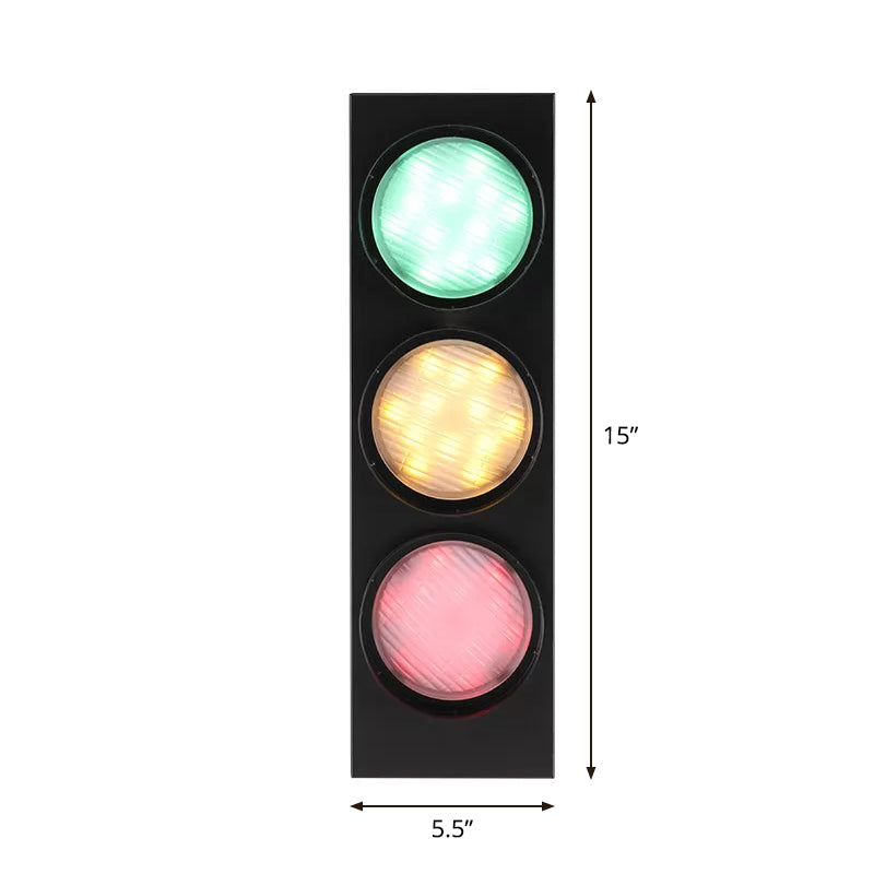 Metallic Traffic Light Shaped Wall Mount Light Modern 3 Lights Wall Sconce in Black for Aisle Clearhalo 'Wall Lamps & Sconces' 'Wall Lights' Lighting' 1970302