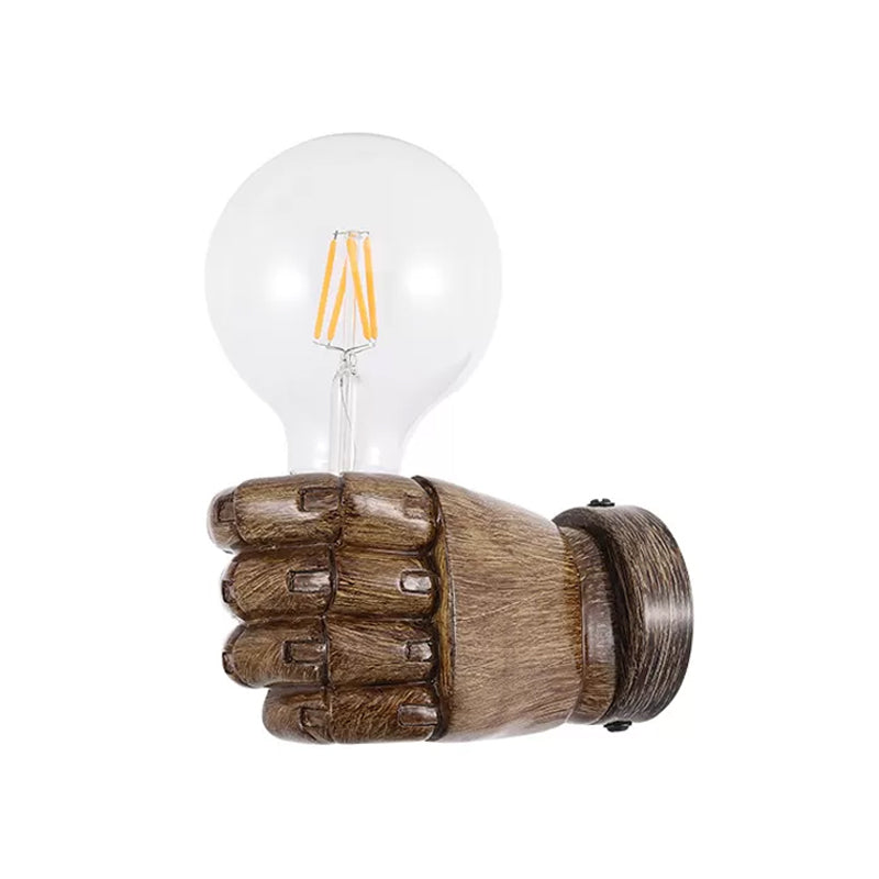 Light Wood Left/Right Fist Wall Light Nordic 1-Bulb Resin Wall Sconce Light for Restaurant Clearhalo 'Wall Lamps & Sconces' 'Wall Lights' Lighting' 1970318