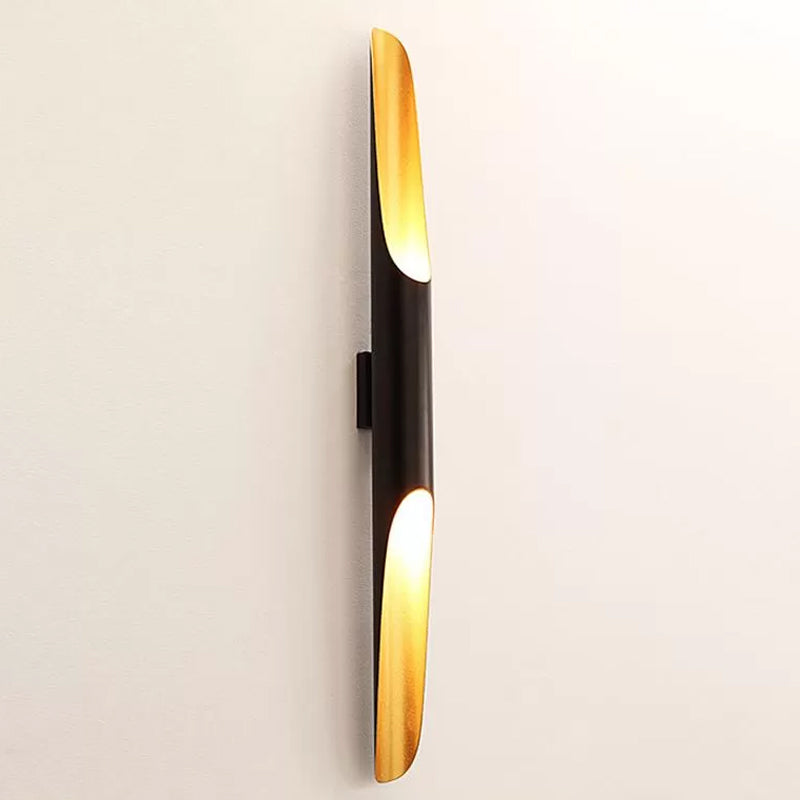 Cylinder Metallic Wall Mounted Light Modern 1/4-Bulb Yellow-Black Wall Sconce for Living Room Clearhalo 'Wall Lamps & Sconces' 'Wall Lights' Lighting' 1970382