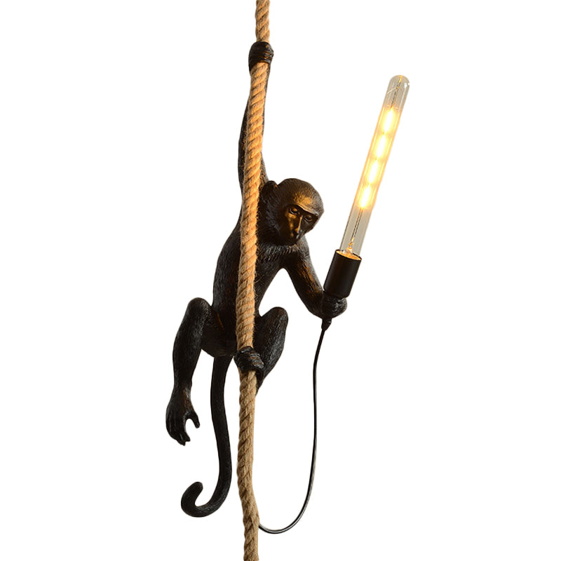 White/Black/Gold Monkey Pendant Light Decorative 1-Head Resin Hanging Ceiling Light for Restaurant Clearhalo 'Ceiling Lights' 'Pendant Lights' 'Pendants' Lighting' 1970421
