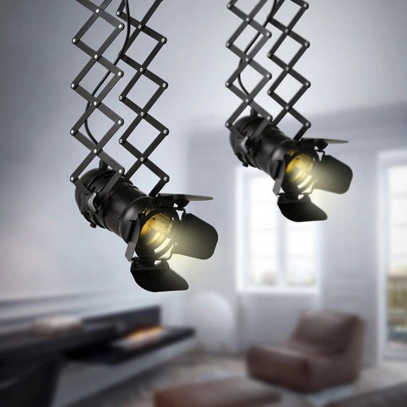 Black Torch Hanging Ceiling Light Art Deco 1-Head Metallic Pendant Light with Extendable Arm Clearhalo 'Ceiling Lights' 'Pendant Lights' 'Pendants' Lighting' 1970482