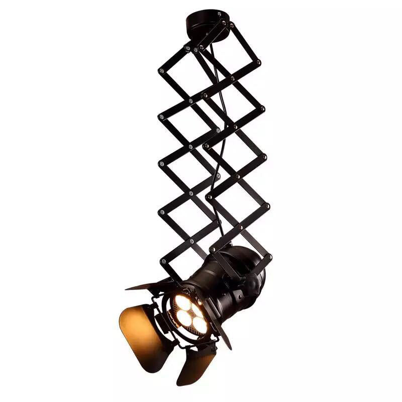 Black Torch Hanging Ceiling Light Art Deco 1-Head Metallic Pendant Light with Extendable Arm Clearhalo 'Ceiling Lights' 'Pendant Lights' 'Pendants' Lighting' 1970483