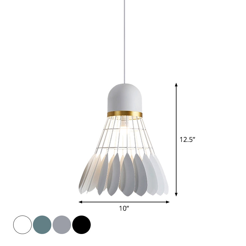 Badminton Hanging Lamp Artistry Metallic 1-Light Dinning Room Pendant Ceiling Light in White/Black/Grey Clearhalo 'Ceiling Lights' 'Pendant Lights' 'Pendants' Lighting' 1970492