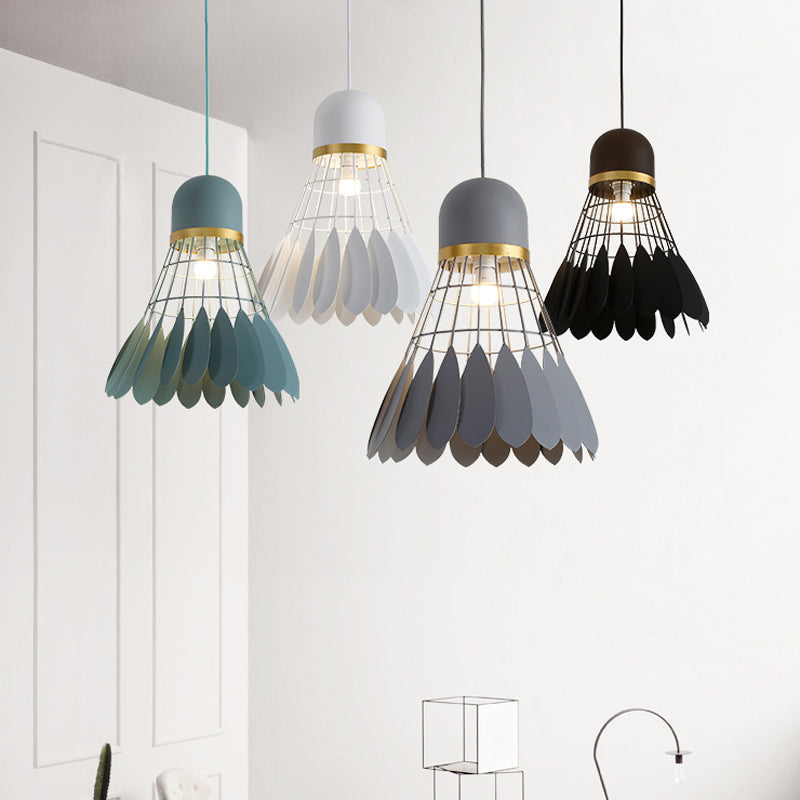 Badminton Hanging Lamp Artistry Metallic 1-Light Dinning Room Pendant Ceiling Light in White/Black/Grey Clearhalo 'Ceiling Lights' 'Pendant Lights' 'Pendants' Lighting' 1970502