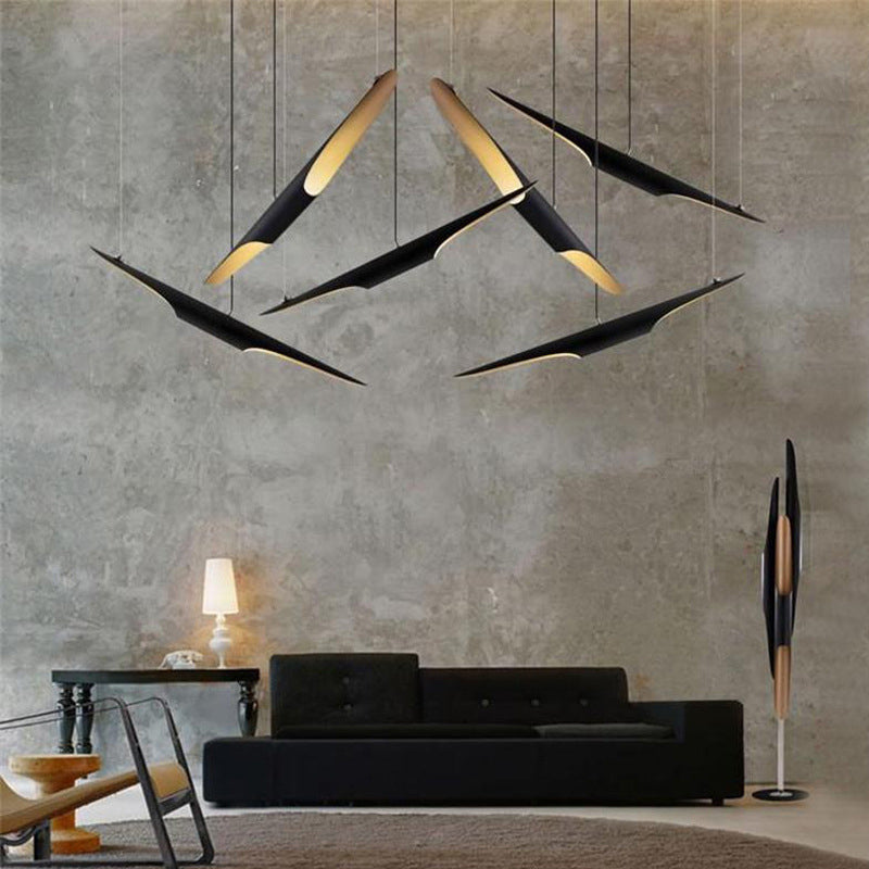 Black Pole Ceiling Light Decorative 2 Bulbs Metal Hanging Pendant Light for Living Room Clearhalo 'Ceiling Lights' 'Pendant Lights' 'Pendants' Lighting' 1970511