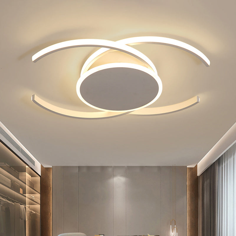 White Dual C Shaped Semi Flush Minimalist 16