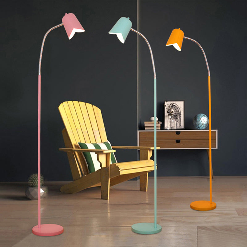 Bell Shade Slim Floor Lamp 1 Light Nordic Stylish Metal Floor Light with Gooseneck for Office Clearhalo 'Floor Lamps' 'Lamps' Lighting' 197064