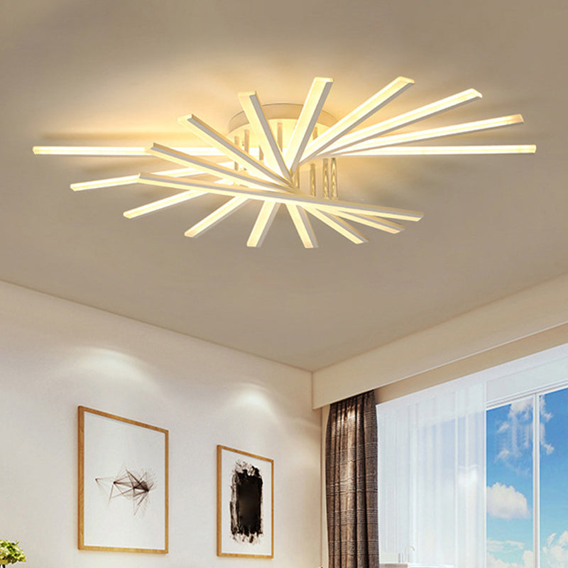 Spiral Design Stick LED Ceiling Lamp Modern Metallic 5/9-Light Black/White LED Semi Flush Light in Warm/White Light 9 White Clearhalo 'Ceiling Lights' 'Close To Ceiling Lights' 'Close to ceiling' 'Semi-flushmount' Lighting' 1970649