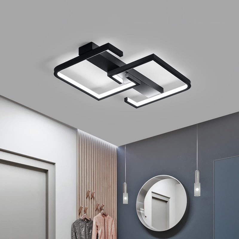 Metal Letter C Ceiling Light Fixture Modern Black LED Semi Flush Mount Light in Warm/White Light Black Clearhalo 'Ceiling Lights' 'Close To Ceiling Lights' 'Close to ceiling' 'Semi-flushmount' Lighting' 1970658