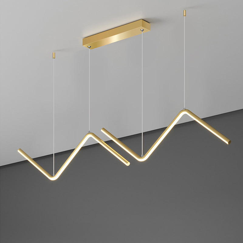 Zigzag Pendant Light Fixture Minimalism Aluminum Dining Room LED Ceiling Light in Black/Gold Clearhalo 'Ceiling Lights' 'Modern Pendants' 'Modern' 'Pendant Lights' 'Pendants' Lighting' 1970724