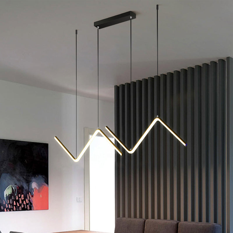 Zigzag Pendant Light Fixture Minimalism Aluminum Dining Room LED Ceiling Light in Black/Gold Clearhalo 'Ceiling Lights' 'Modern Pendants' 'Modern' 'Pendant Lights' 'Pendants' Lighting' 1970728