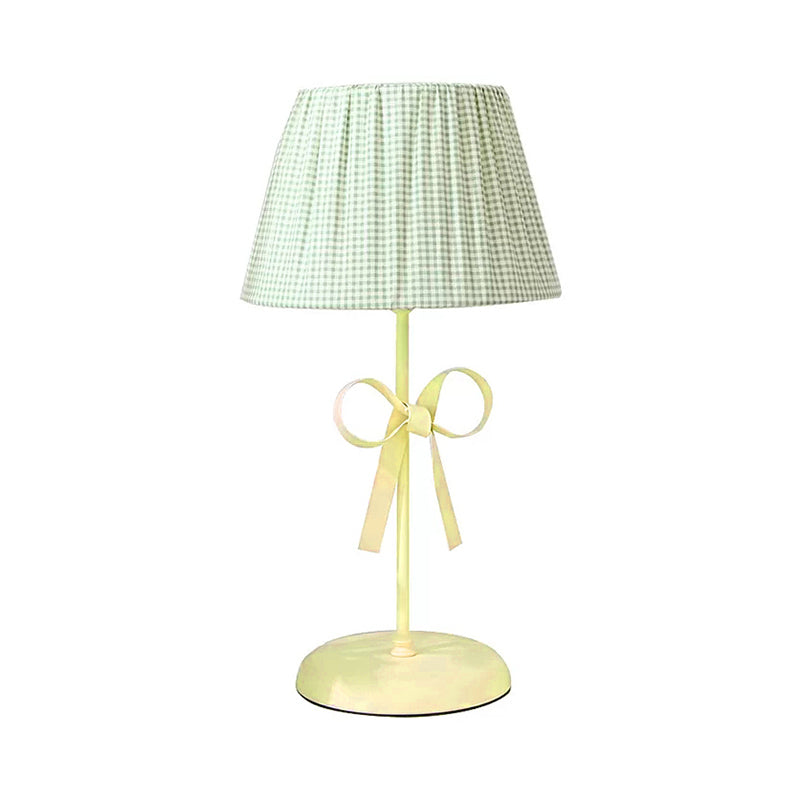 Macaron Loft Plaid Reading Light Fabric One Light Desk Light with Bow for Child Bedroom Clearhalo 'Lamps' 'Table Lamps' Lighting' 197134