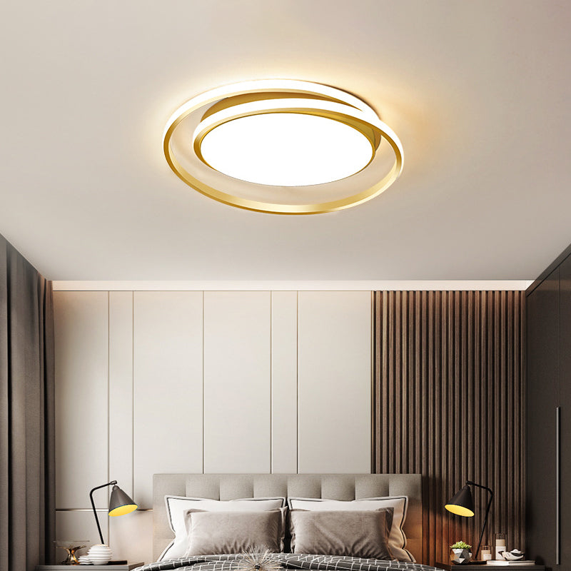 Black/Gold Circular LED Flushmount Modernist Acrylic Ceiling Lighting in Warm/White Light, 18