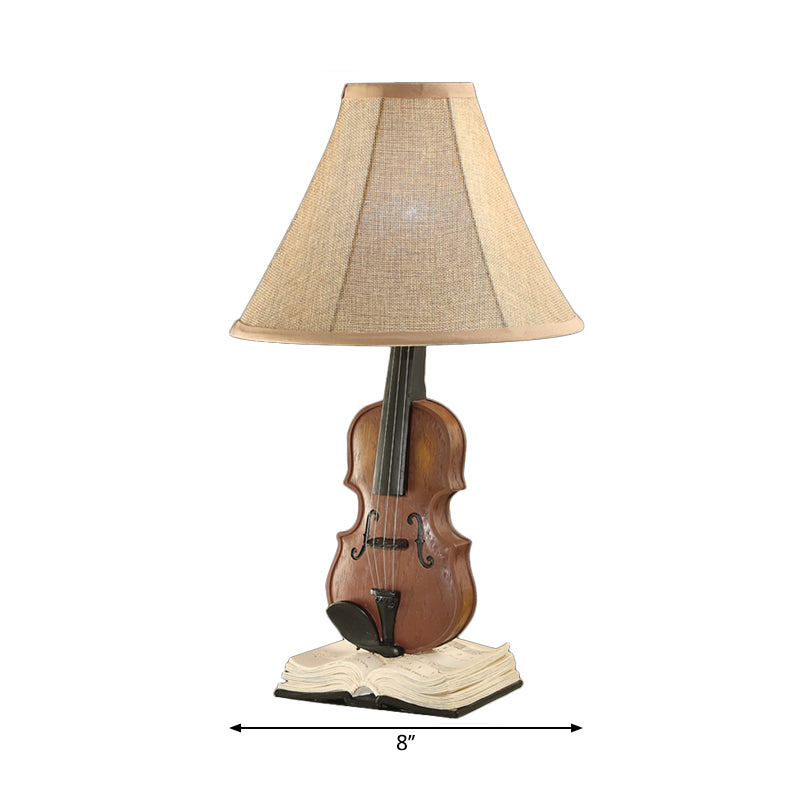 Living Room Flared Shade Desk Light with Violin Base Resin 1 Head Kids Beige Reading Light Clearhalo 'Lamps' 'Table Lamps' Lighting' 197208