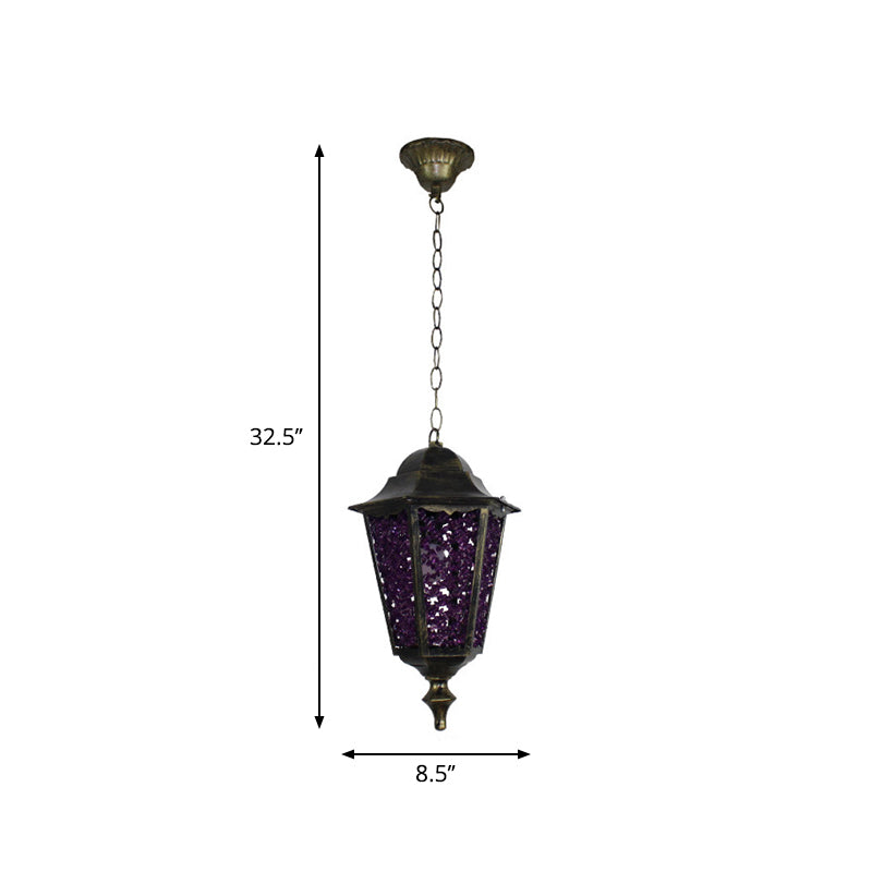 Turkish Flared/Lantern/Tapered Hanging Light 1-Light Stained Glass Pendulum Light in Black for Dining Room Clearhalo 'Ceiling Lights' 'Pendant Lights' 'Pendants' Lighting' 1972108
