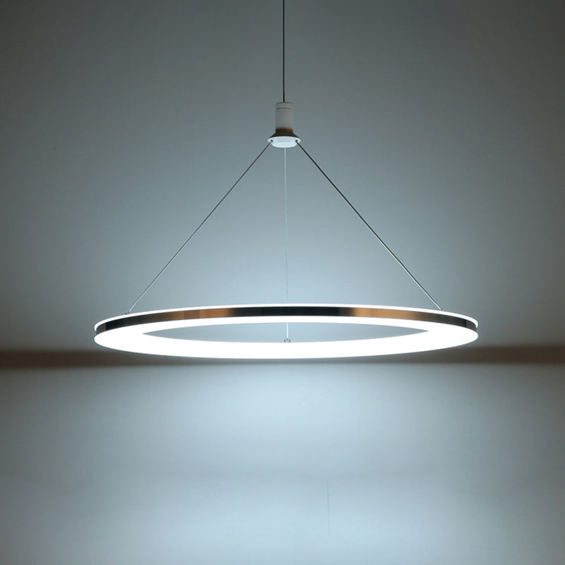 White Ring Pendant Light Fixture Simple 1/3/5-Head Acrylic Ceiling Suspension Lamp, 8