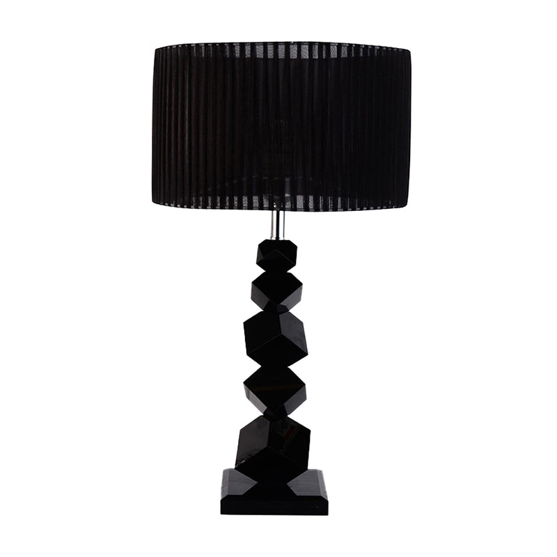 Black Drum Nightstand Lamp Modern 12