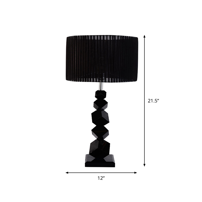 Black Drum Nightstand Lamp Modern 12