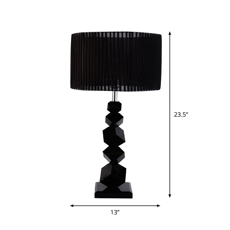 Black Drum Nightstand Lamp Modern 12