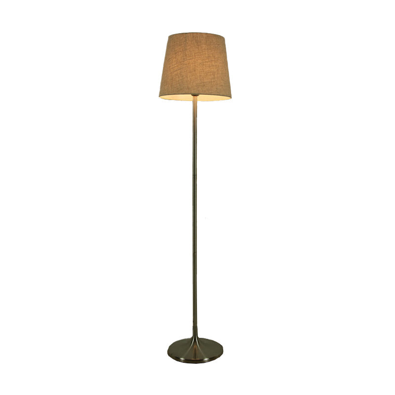 Fabric Empire Shade Floor Standing Light Minimalist 1 Head Living Room Floor Lamp in Nickel Nickel Clearhalo 'Floor Lamps' 'Lamps' Lighting' 1972923