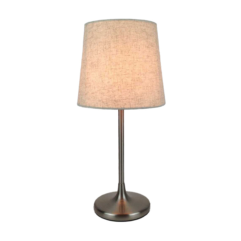 Single-Bulb Bedroom Table Light Simple Beige Nightstand Lamp with Tapered Fabric Shade Beige Clearhalo 'Lamps' 'Table Lamps' Lighting' 1972987