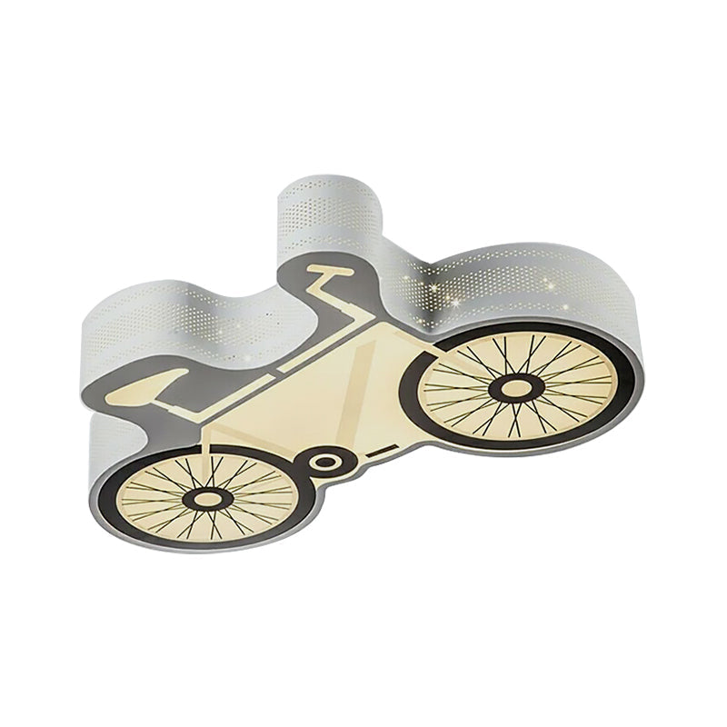 White Bicycle Flush Mount Ceiling Light Kids Metal LED Ceiling Light Fixture for Bedroom Clearhalo 'Ceiling Lights' 'Close To Ceiling Lights' 'Close to ceiling' 'Flush mount' Lighting' 197327