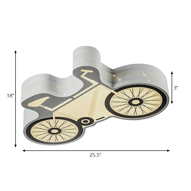 White Bicycle Flush Mount Ceiling Light Kids Metal LED Ceiling Light Fixture for Bedroom Clearhalo 'Ceiling Lights' 'Close To Ceiling Lights' 'Close to ceiling' 'Flush mount' Lighting' 197328