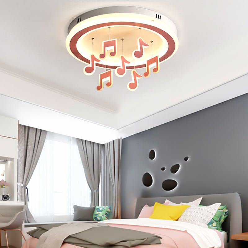 Theme Park Musical Note Flush Mount Light Acrylic Macaron Loft Pink Ceiling Light Clearhalo 'Ceiling Lights' 'Close To Ceiling Lights' 'Close to ceiling' 'Flush mount' Lighting' 197395