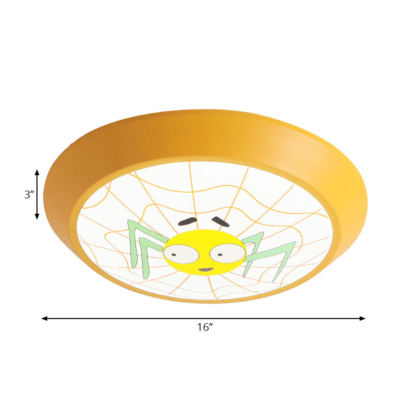 Yellow Round Ceiling Light with Spider Cartoon Acrylic Flush Mount Ceiling Light Clearhalo 'Ceiling Lights' 'Close To Ceiling Lights' 'Close to ceiling' 'Flush mount' Lighting' 197831