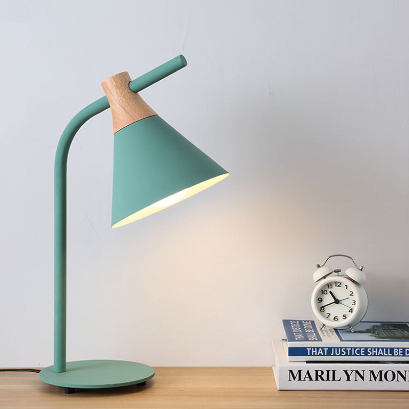 Nordic Style Cone Desk Light with Plug-In Cord Metal 1 Head Desk Lamp for Dormitory Bedroom Green Clearhalo 'Lamps' 'Table Lamps' Lighting' 197850