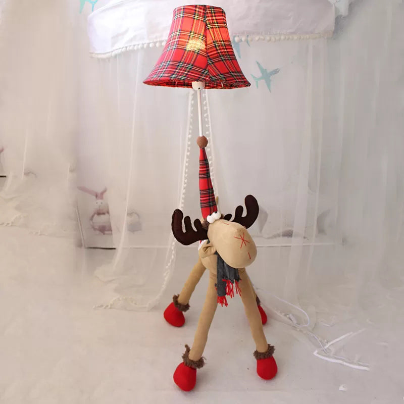 Cute Animal Floor Light One Light Fabric Floor Lamp with Bell Shade for Child Bedroom Kindergarten Red Elk Clearhalo 'Floor Lamps' 'Lamps' Lighting' 197965