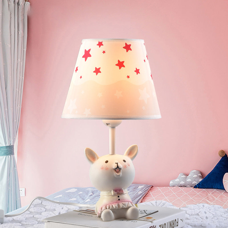 One Light Rabbit Desk Light with Starry Shade Animal Rein Table Light in Pink for Girls Bedroom Pink Clearhalo 'Lamps' 'Table Lamps' Lighting' 197986