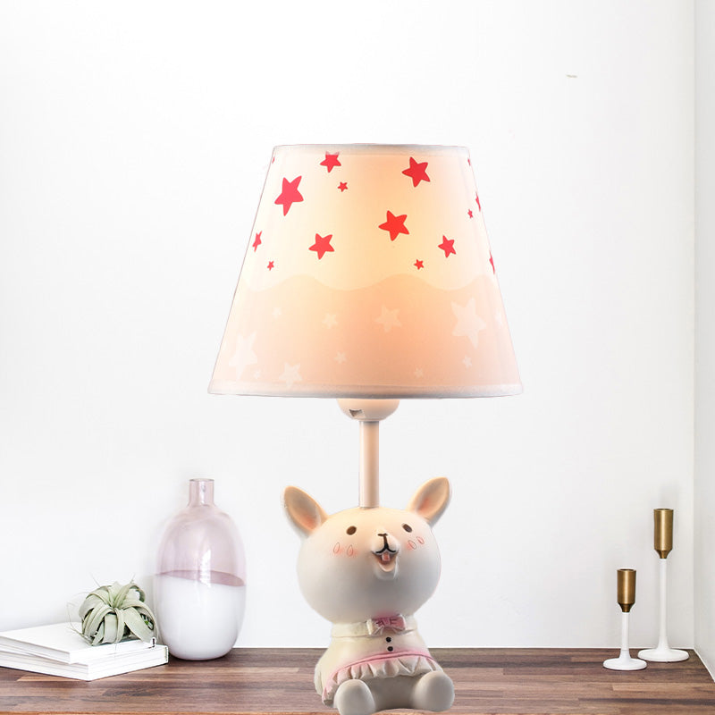 One Light Rabbit Desk Light with Starry Shade Animal Rein Table Light in Pink for Girls Bedroom Clearhalo 'Lamps' 'Table Lamps' Lighting' 197987